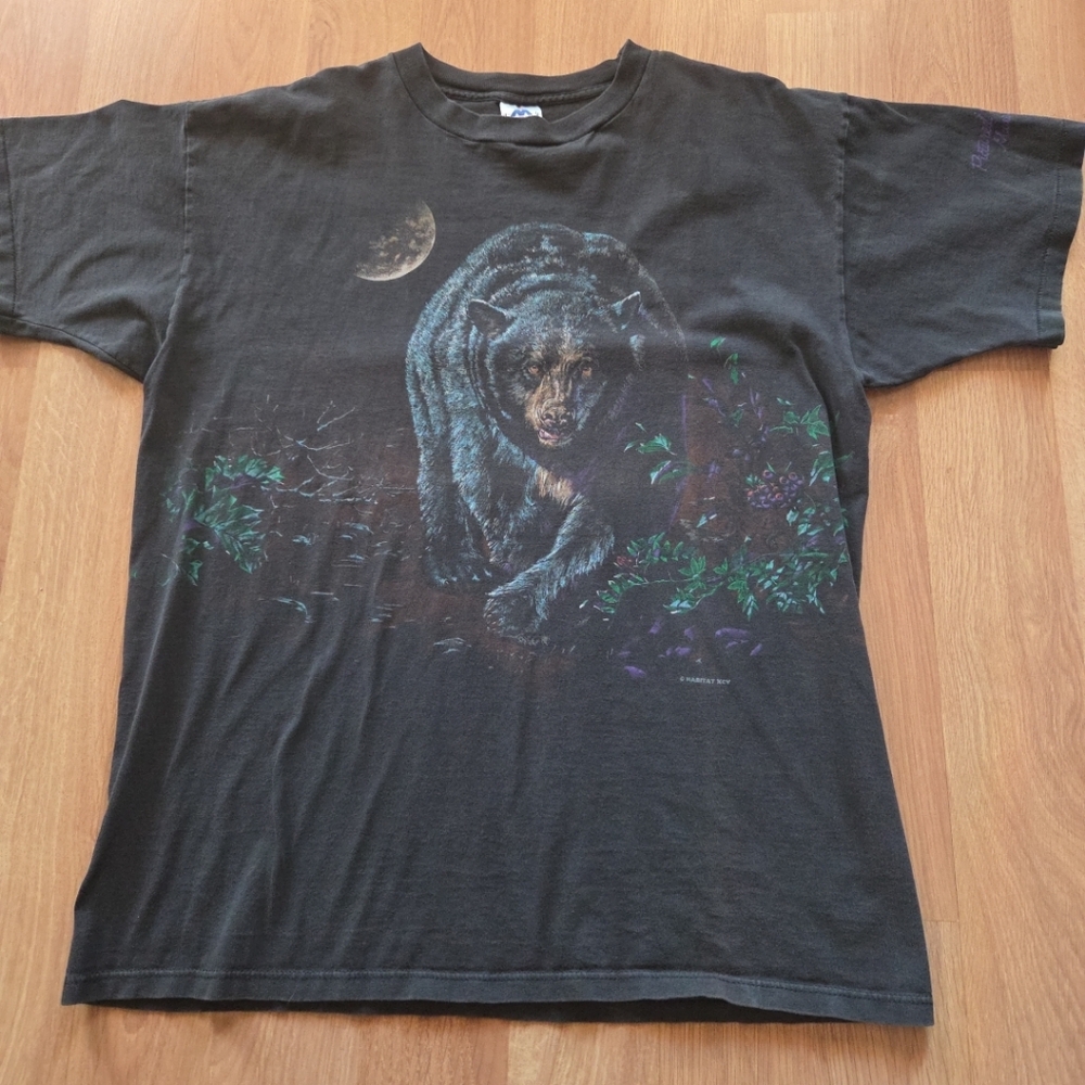 H. L. Miller Black Bear Graphic T-Shirt Size Xl 90s Vibtage Single Stitch Cotton